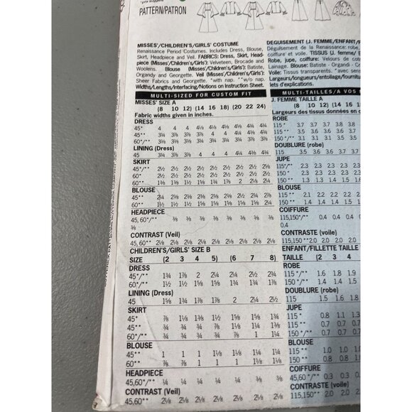 Butterick 5655 Sewing Pattern Sizes 8-12 Misses Medieval Renaissance UNCUT - Picture 5 of 6